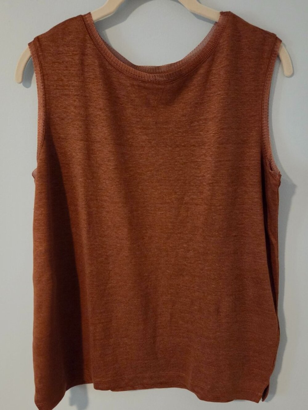 Cinnamon Fine Gauge Knit Linen Shell
